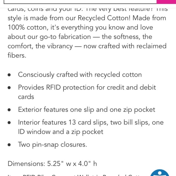 Vera Bradley quilted multicolored paisley compact wallet - Picture 7 of 7